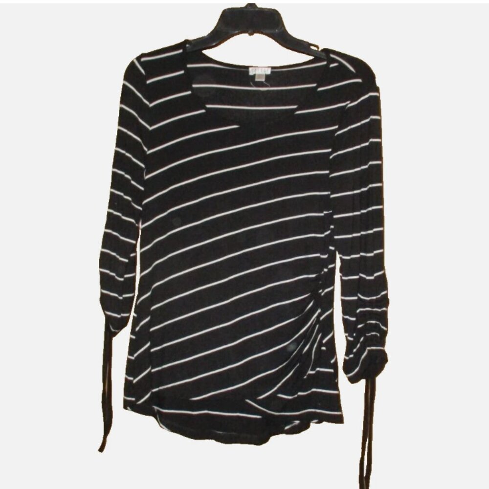 Black & White Striped Top M Convertible Sleeves Spense M Medium NWOT New Stretch